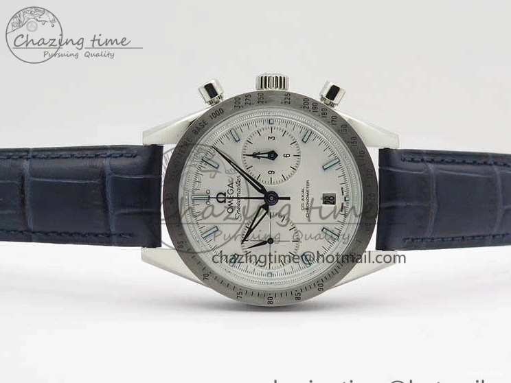 0808 Unique Speedmaster ’57 Co-Axial OMF 1:1 Best Edition White Dial Blue Markers A9300 (Free Leather Strap) 8132